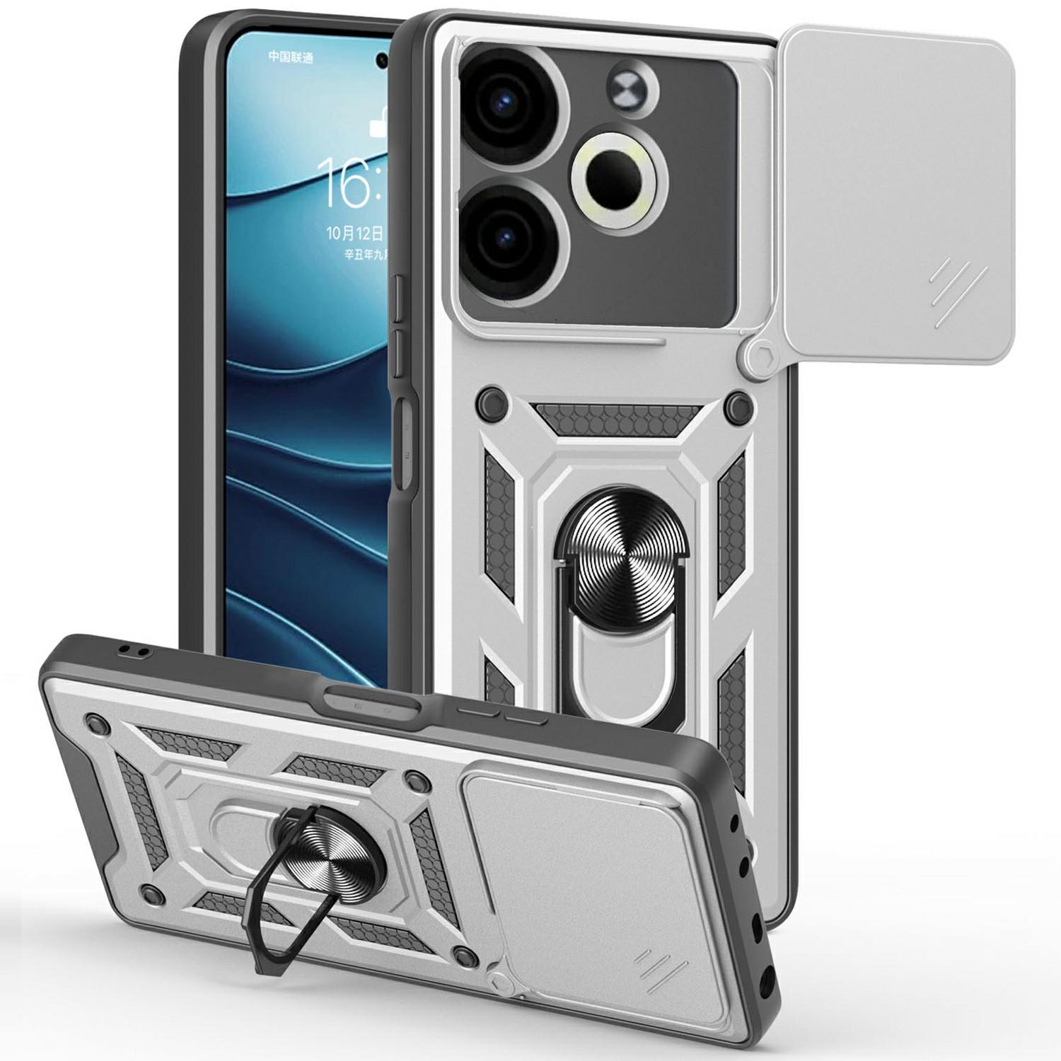 

Чехол для TECNO Pova 6 Neo с крышкой-слайдером для камеры, подставкой из ПК+ТПУ, чехол для телефона G