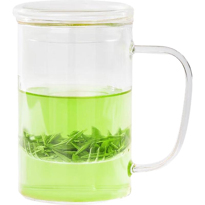 WEIMINGNUO Heat-Resistant Double-Layer Glass Tea Cup with Filter and Lid