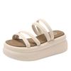 Small man with thick soles and two sandals for women to wear outside 2025 summer new fairy wind heightening slippers muffin beach shoes