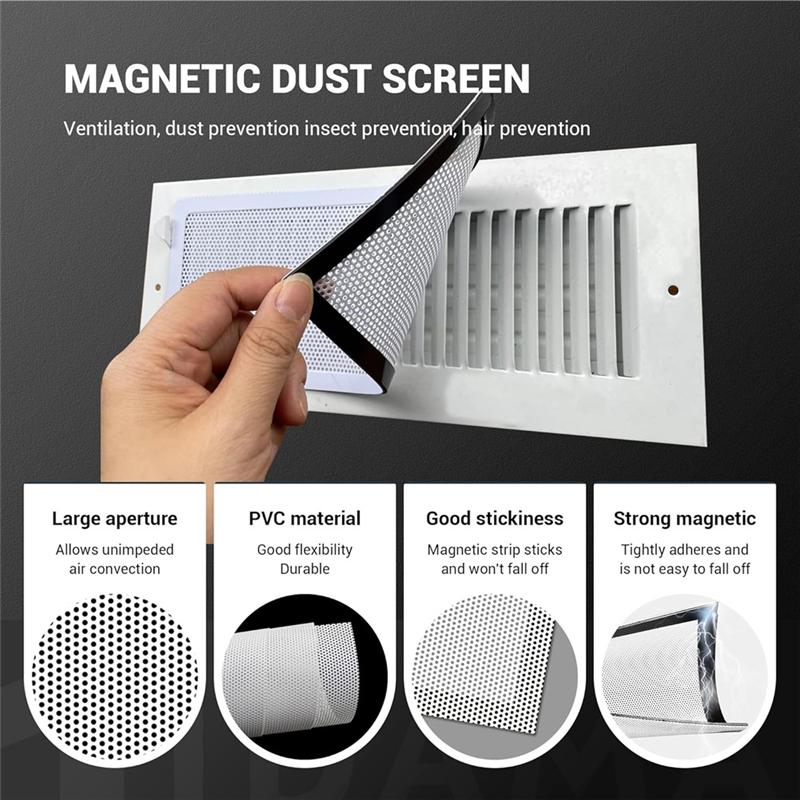 A03F-Magnetic Vent Covers For Home Floor, 4X12 Inch Strong Magnetic Floor Vent Covers Easy Install PVC Floor Register Cover
