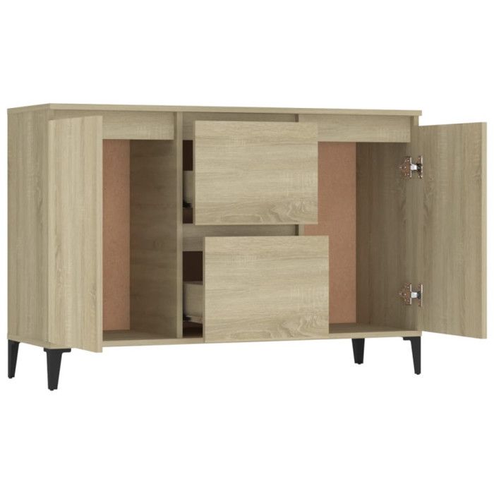 VidaXL Buffet, Armoire avec 2 Tiroirs et 2 Portes, Meuble de Rangement, Organisateur de Salle de Séjour, Industriel, Chêne 806115