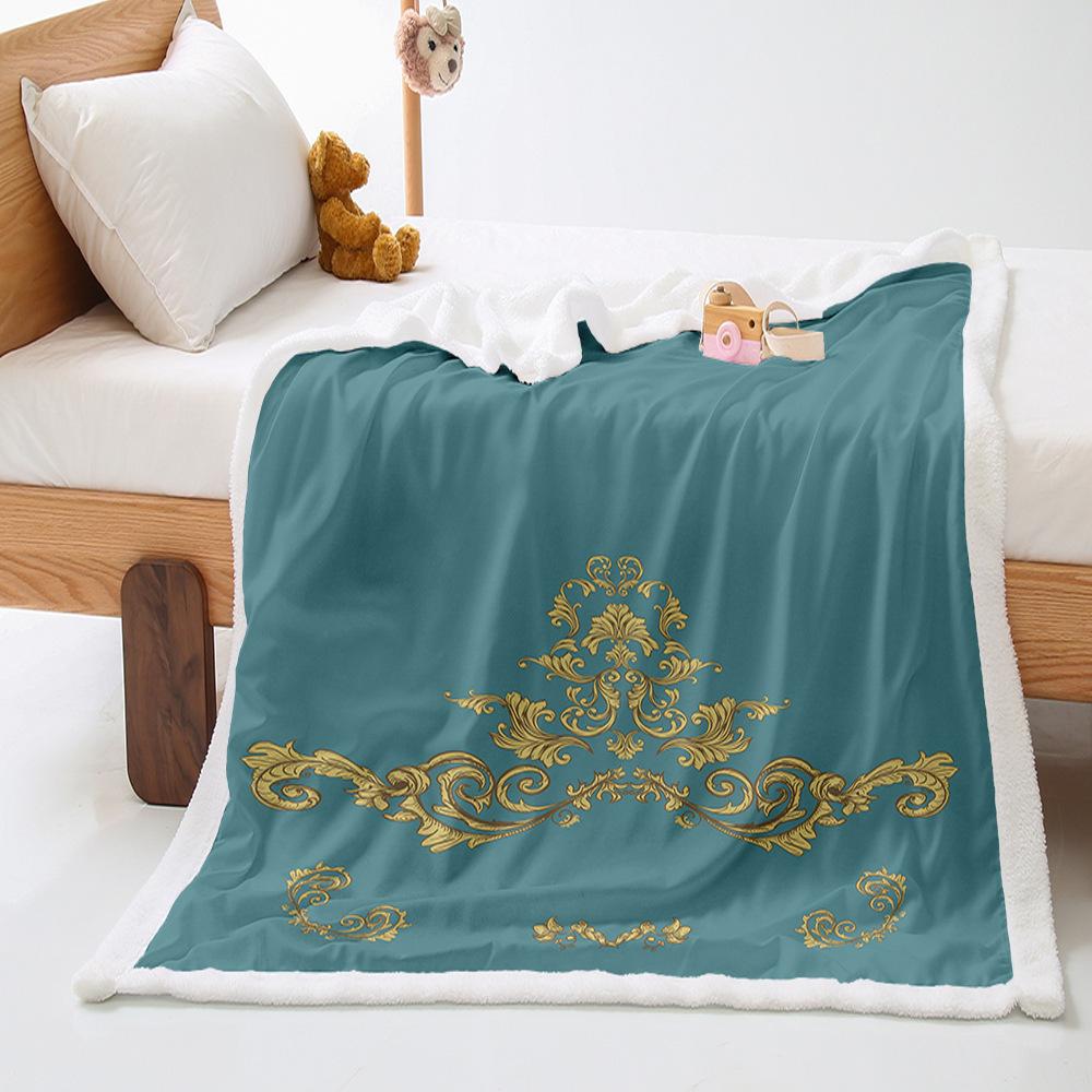 Ethnic pattern 2D digital printing thickened lamb wool crystal fleece blanket blanket