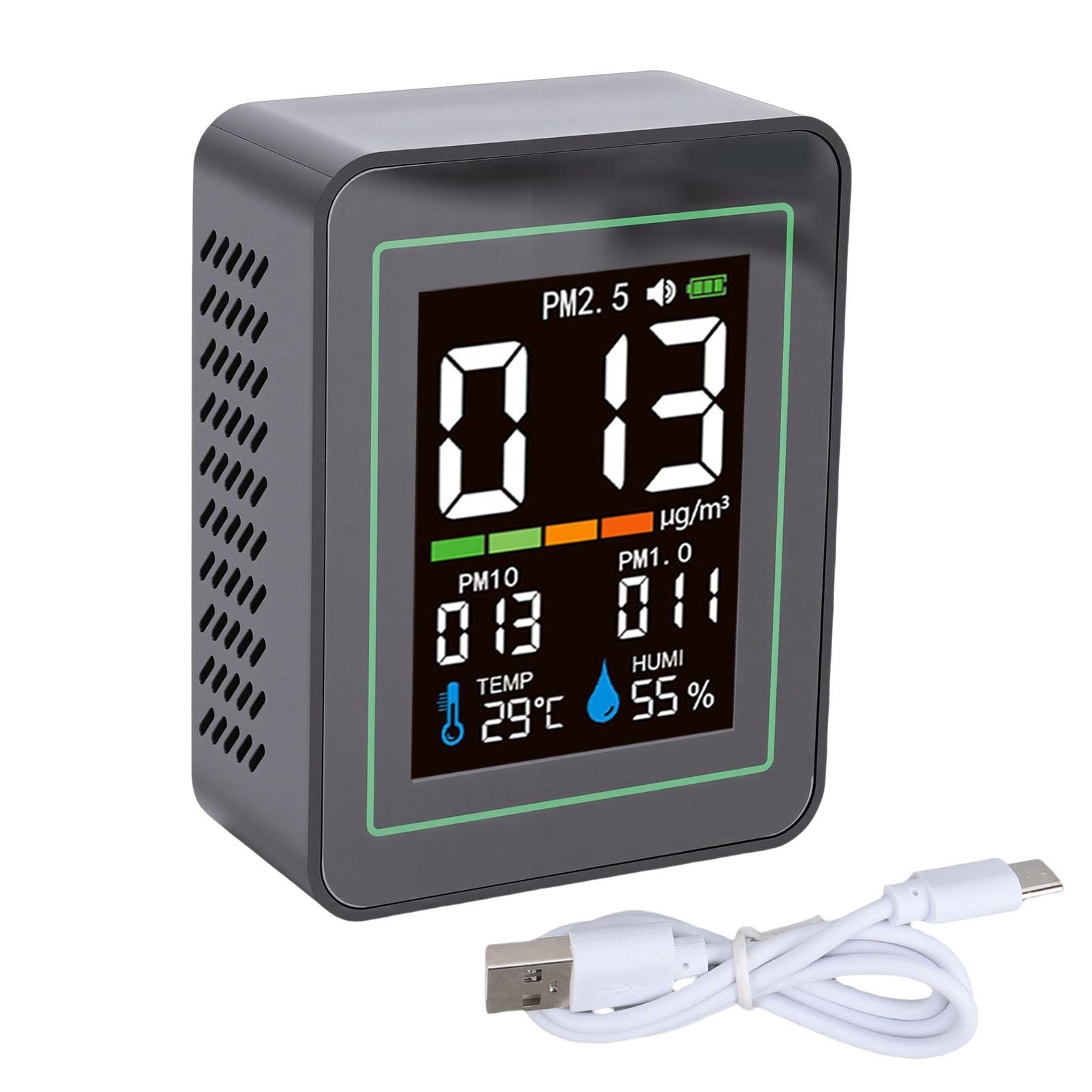 

5 in 1 Air Quality Detector Real Time Monitoring PM2.5 PM10 PM1.0 Temperature Humidity Tester for Home Industrial Laboratory чорний