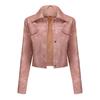 2024 spring and autumn new thin leather jacket women's multi-pocket cardigan casual jacket European and American fashion popular daily coat