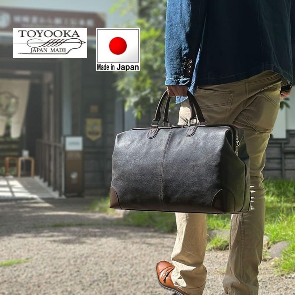 Made In Japan, Fully Opening, Large Capacity Boston Bag [Toyooka Bag], Functional Bag for Golf, Business Trips, and Travel (Black)