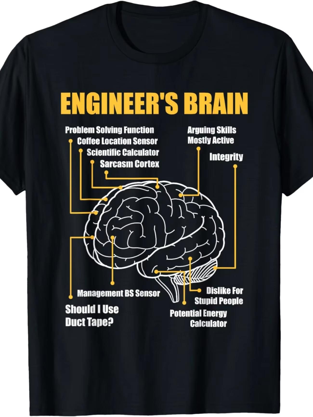 

2026 Engineers Brain meme Unisex T Shirt Tee WOMEN Oversized Loose Summer Comfortable and loose Unisexs and WOMENs Tshirts M