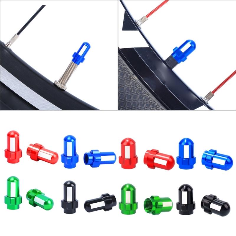 2pcs Aluminum Alloy Bike Tires Caps Bicycles Metal Bike Tires Caps Air Dust Cover Cycling Accessories Easy to Install
