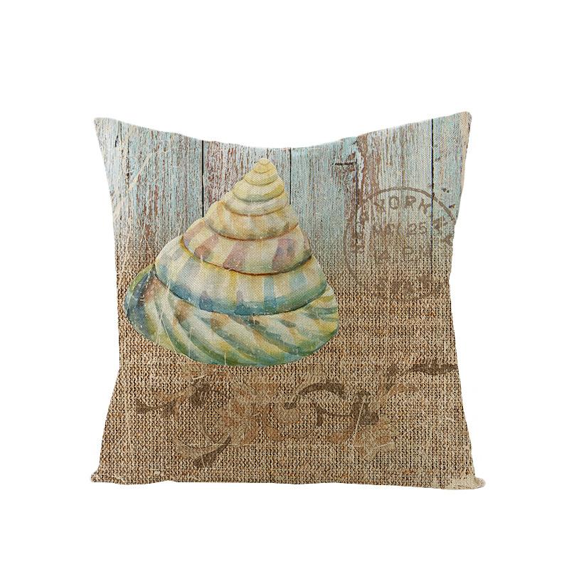 New Retro Style Polyester Pillow Cover Conch Shell Printed Cushion Pillow Cover Home Furnishings