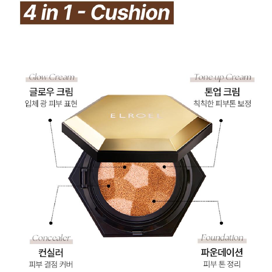 ELROEL Blending Cushion HD 25g  SPF 50+ PA+++ / Brightening, Moisturizing, Korean Cosmetics, Kbeauty