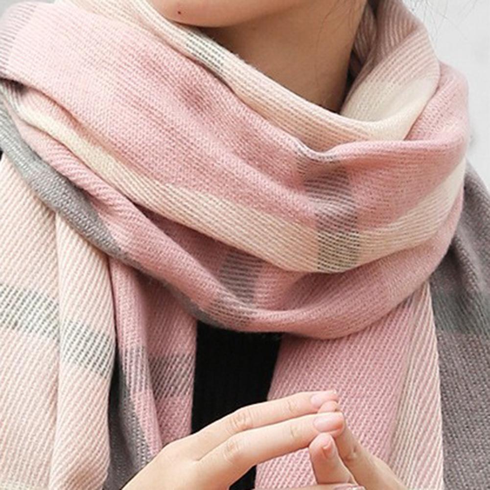 Fashionable Plaid Scarf for Women Autumn and Winter Imitation Cashmere Scarf Mid-length Warm Scarf Shawl Sweet Scarf Cute Scarf