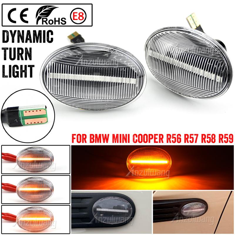 2pcs Flowing Turn Signal Light Dynamic LED Side Marker Side Indicator For BMW MINI Cooper R56 R57 R58 R59 CL-R56-LSM-SM