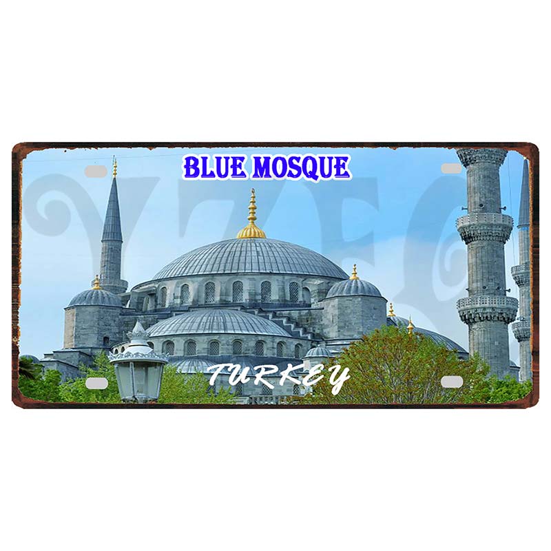 YZFQ Istanbul Turecko Cestování Město Kovový Značka Plakátová Deska Pro Zeď Restaurace Bar Řemesla Domácí Dekorace 30X15CM DC-1612A