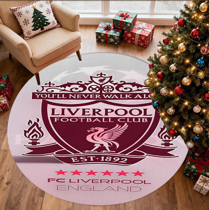 Liverpool F.C Pattern Round Rug, Indoor/Outdoor Mat, for Picnic, Gameroom, Bedroom, Office, Living Room, Home Decor Carpet, Birthday Gift