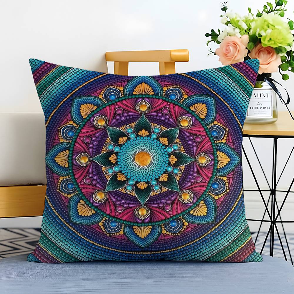 Classical impression Mandala Style Pillow Case Printed Brushed Fleece Pillow Baby Skin-Touch Eco-Friendly Dye-Sublimat