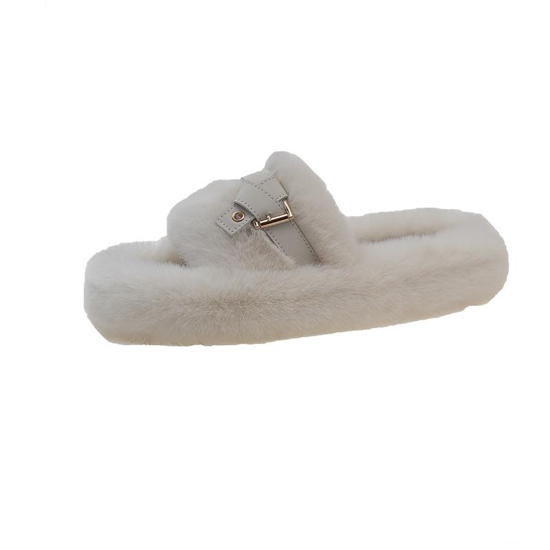 Thick-bottomed Fluffy Slippers Women's 2025 New Autumn and Winter Outer Wear Niche High-end French Internet Celebrity Explosion Cotton Mop