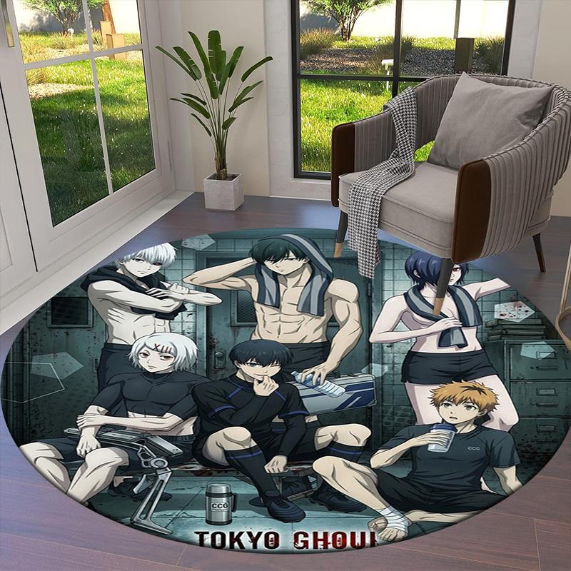 Tokyo Ghoul Round Area Rug Carpet Rug For Living Room Bedroom Sofa Playroom Decor Nonslip Floor Mat