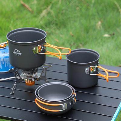 Ensemble double de casseroles simples légères et portables pour le camping, ustensiles de cuisine pliants pour l'extérieur