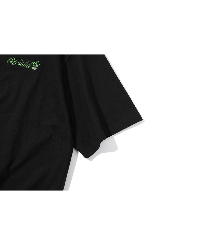CPGN STUDIO Wild Cat Embroidered Short Sleeve T-Shirt Black