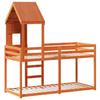 Bunk Bed with Roof Wax Brown 90x200 Cm Solid Pine Wood