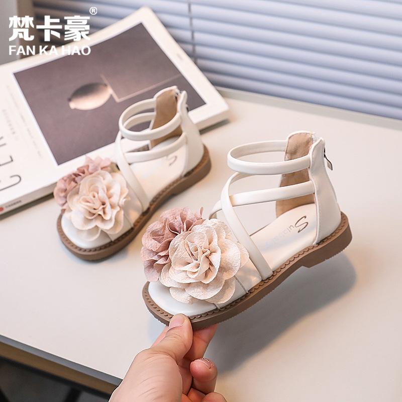 Girls' Sandals Summer New Children Sandals Soft Bottom Girl Princess Shoes Flower Girls Roman Shoe Fashion Girls Shoe skids shoe