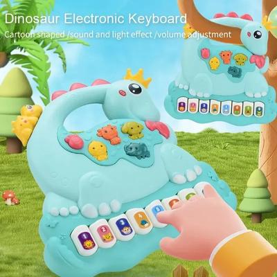 Baby Dinosaur Piano Toys,Dinosaur Piano Keyboard Light Up with Sound,Music Toy Early Educational Infant Toys Gift for Toddler