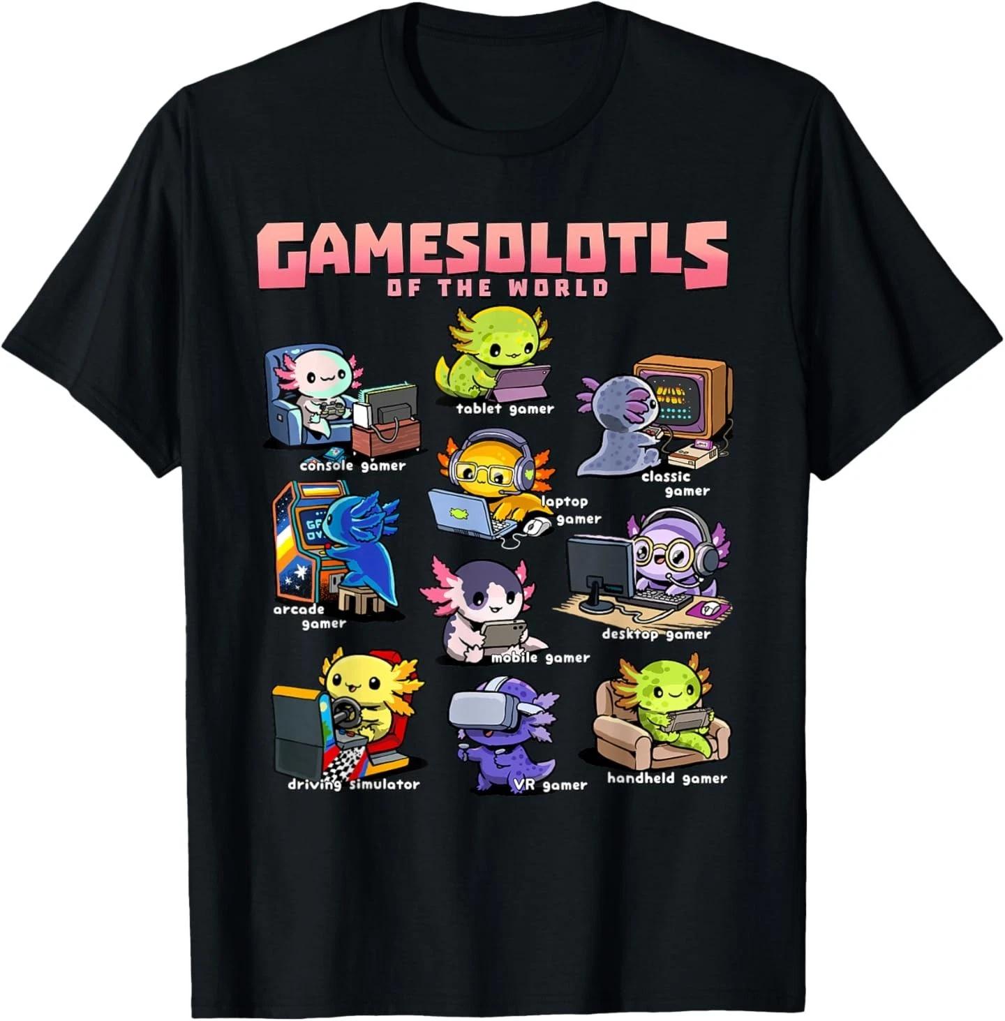 Gamesolotls of The World - Diverse Gamer Axolotl Collection T- Shirt M