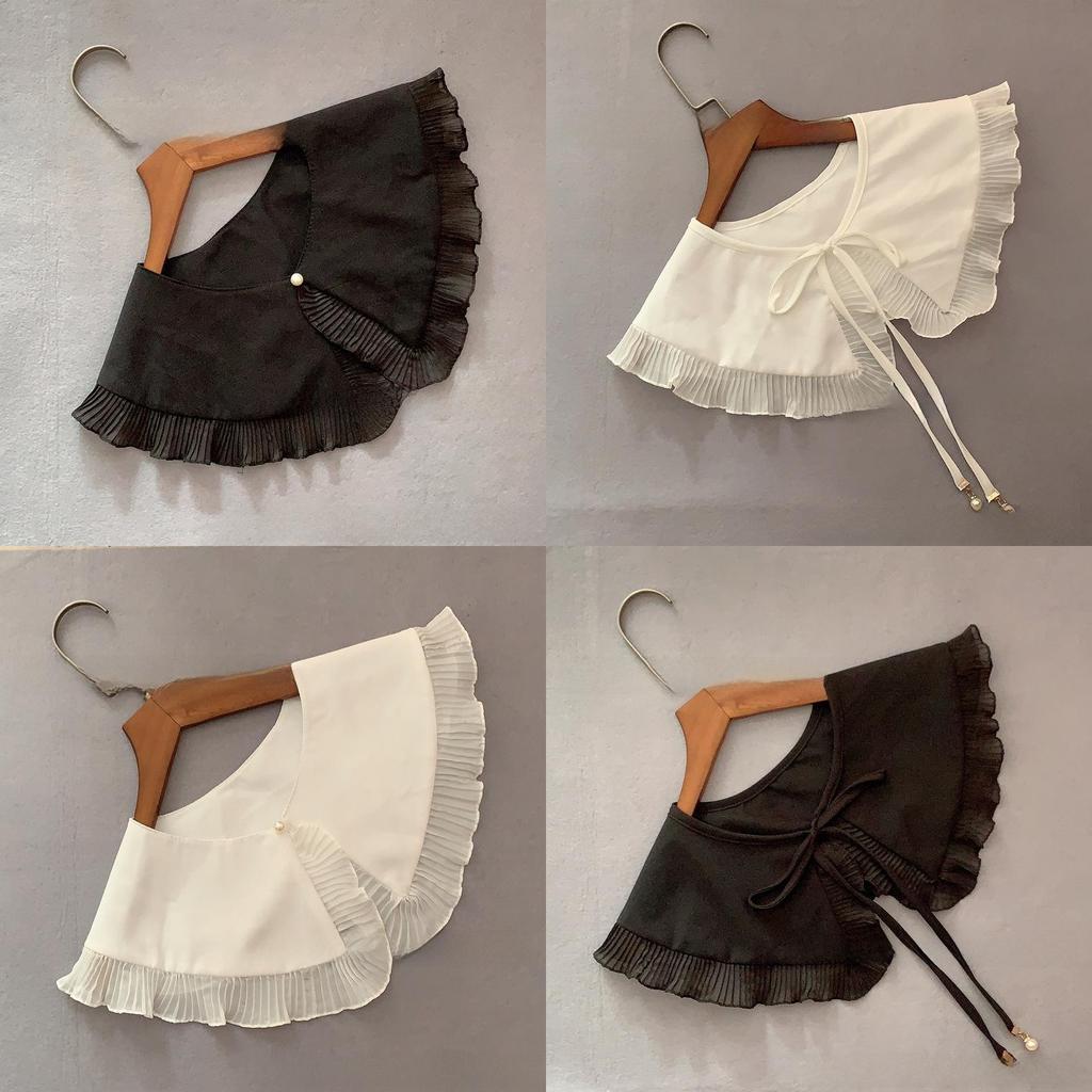 Polyester Silk Womens Ruffled Chiffon Collared Cape For Autumn Winter Fashion Accessories