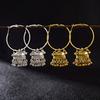 Women‘s Boho Ethnic Gold Copper Plated Jhumka Indian Earring Gypsy Zircon Vintage Big Bells Dangle Hanging Earrings For Women