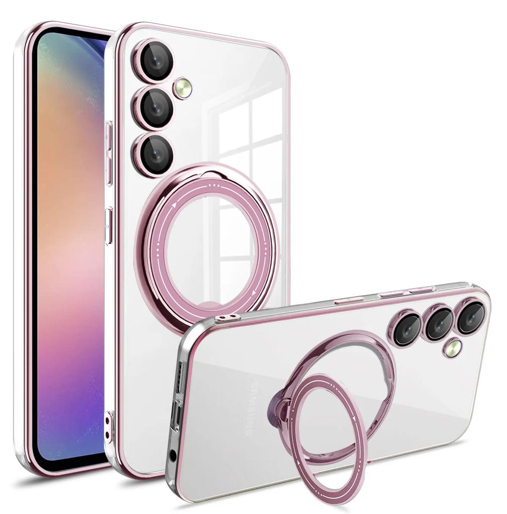 Průhledný kroužek MagSafe s magnetickým pouzdrem pro bezdrátové nabíjení pro Samsung Galaxy S24 S23 Ultra Plus FE A55 A35 A15 A54 A34 A14 5G