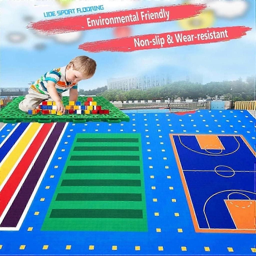 quality nonslip modular interlocking floor tiles, outdoor basketball court, weatherresistant DIY sports tiles (Rosso) 10PCS
