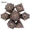 7 Pcs Yellow Eyes Metal Dice Solid Metal Polyhedral Dice Set Suitable for Role-Playing RPG Board Game Dice Role-Playing RPG