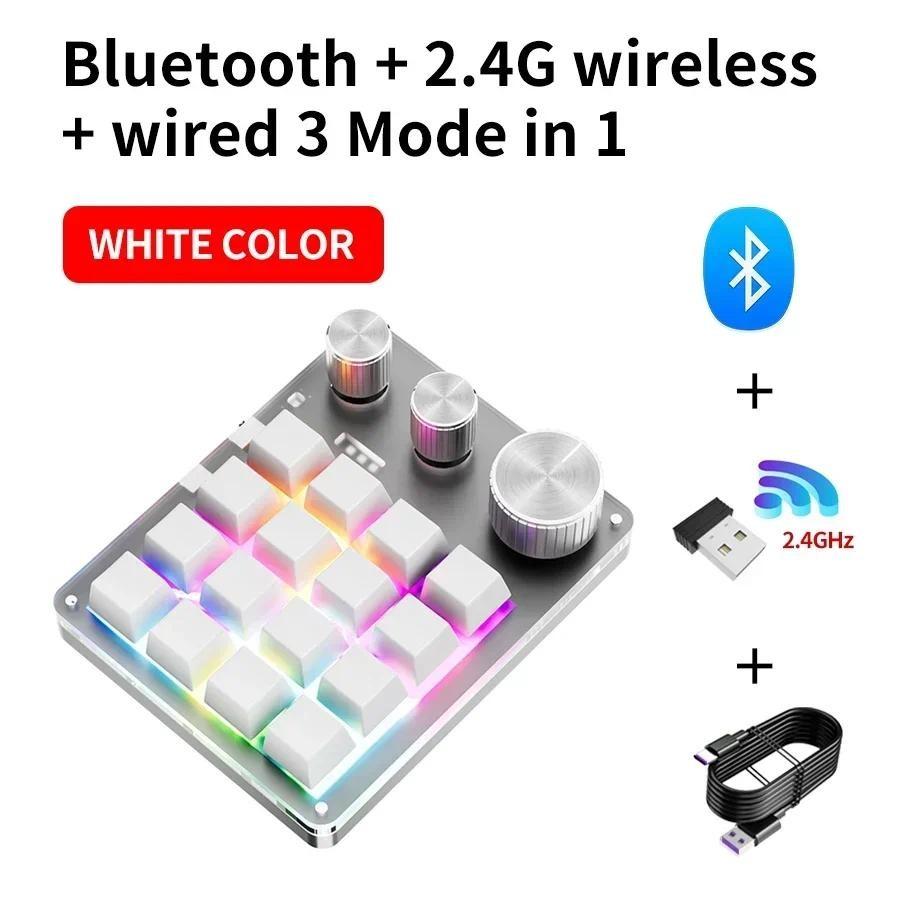 One-handed Mechanical Keyboard 16 Keys 3 Mode Macro Mechanical Keyboard Portable USB RGB Gaming Custom Programming Knob