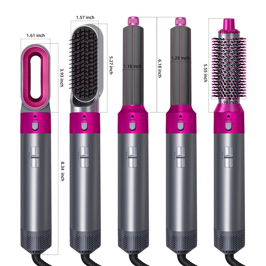 5-in-1 Multifunctional Hot Air Comb: Auto Curling Iron & Straightener Hair Dryer