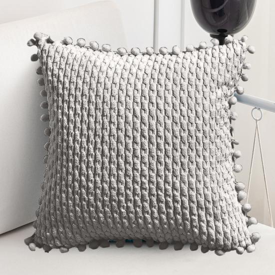 Pouzdro na polštář Stylový měkký jednobarevný povlak na polštář 45x45 cm Pouzdro na polštář v severském stylu se střapcem Kulový povlak na polštář Potřeby pro domácnost