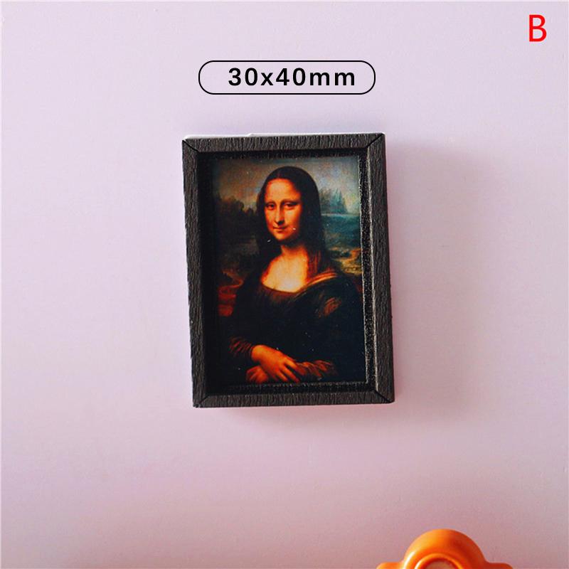 Domeček pro panenky Miniaturní fotorámeček Olejomalba Nástěnná malba Nábytek Příslušenství