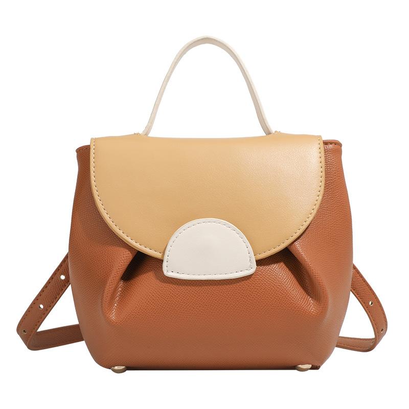 New Fashion Contrasting Colors Retro Texture Mini Commuter Street Portable Design Simple and Versatile Daily Compact
