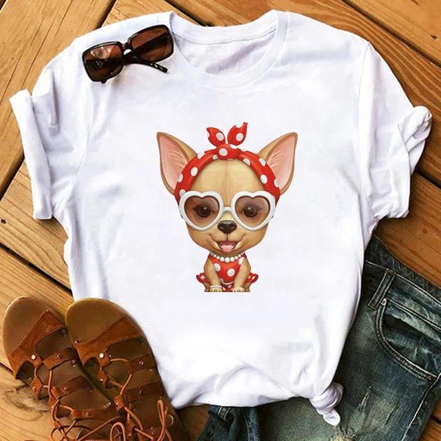 Maycaur Funny Cute Corgi Dog Printed TShirt Harajuku 90s Kawaii Women Short Sleeves T Shirts Tops Graphic Tees Female Tshirt