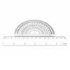 4 Pieces Clear Plastic Math Geometry Tool Ruler Set Includes 6 Inch Straight Ruler & 2pcs Triangle Ruler & Protractor