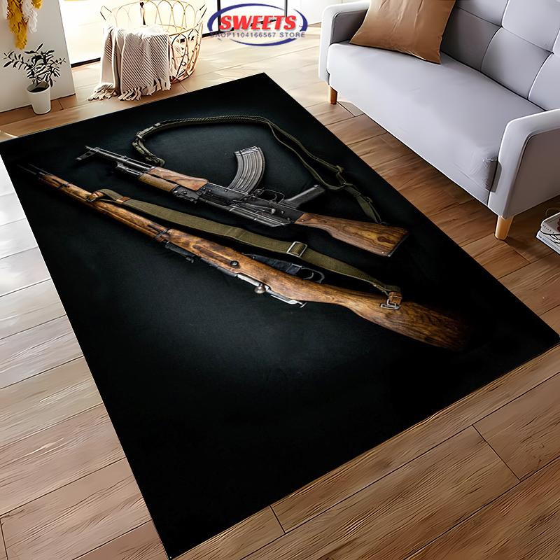3D Assault Rifle Pistol Revolver Gun Carpet for Living Room Bedroom Hallway Long Strip Anti-slip Rug Sofa Doormat Home Decor Mat