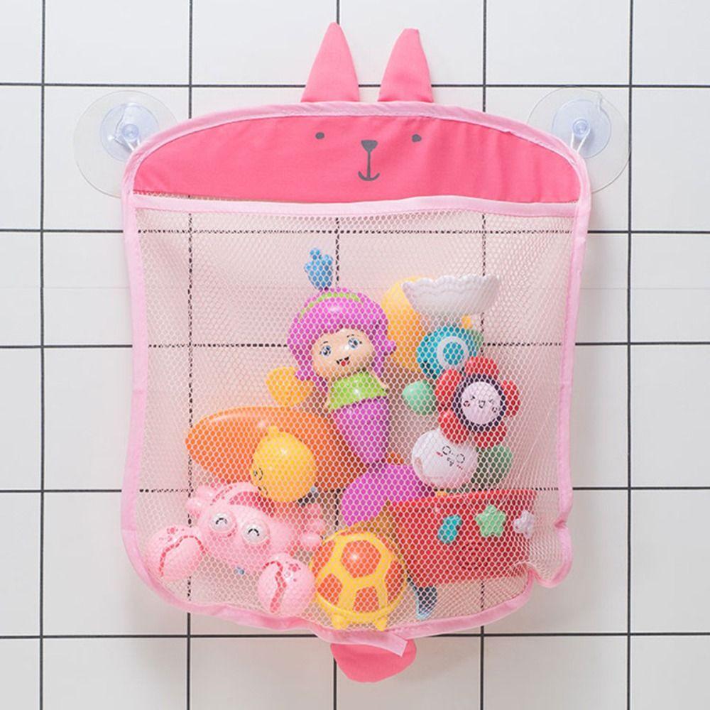 

Quick Dry Baby Bath Toy Storage Bag Wall-mounted Toddlers Mesh Bag Portable Children s Toy Bag рожевий