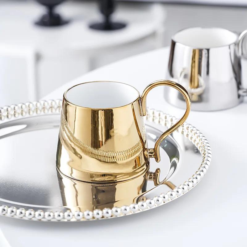Electroplated Light Luxury Nordic Mug Ceramic Coffee Cup Cups Personalized Gifts Cup for Tea Christmas Mugs