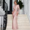 Europe and the United States Hot-selling Women's Evening Dress 2026 Summer New Fashion Temperament Slim Round Neck Long-sleeved Dress Wholesale