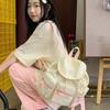 Sweet Women Daily School Bag Large Capacity Silver PU Daypack Korean Drawstring Backpack  Students