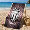 Custom Name Beach Towel Monaco Football Crest Microfiber Beach Towel, Lightweight for Summer Travel, Swimming Pool Fan Birthday Gift