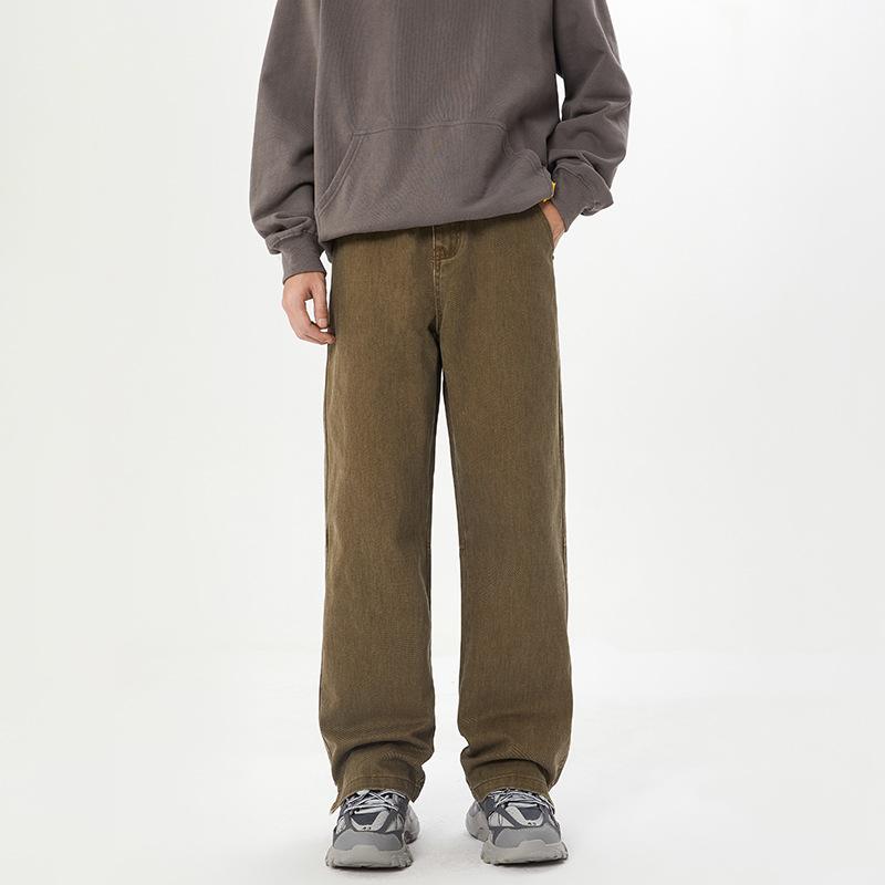 

Джинсы с разрезами для мужской осени, новые универсальные прямые брюки 3XL