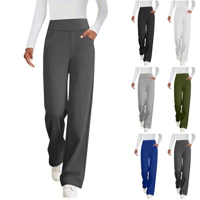 Damenmode Gerade geschnittene Wollmischung Lässige Stretch Elastische Taille Lockere Passform Hose