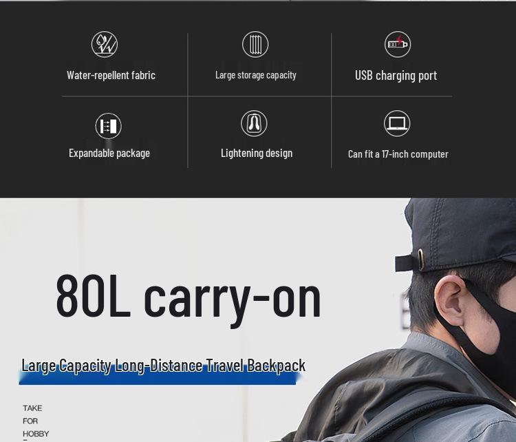 Sac à dos de voyage multifonctionnel pour homme, grande capacité pour les activités de plein air et de sport