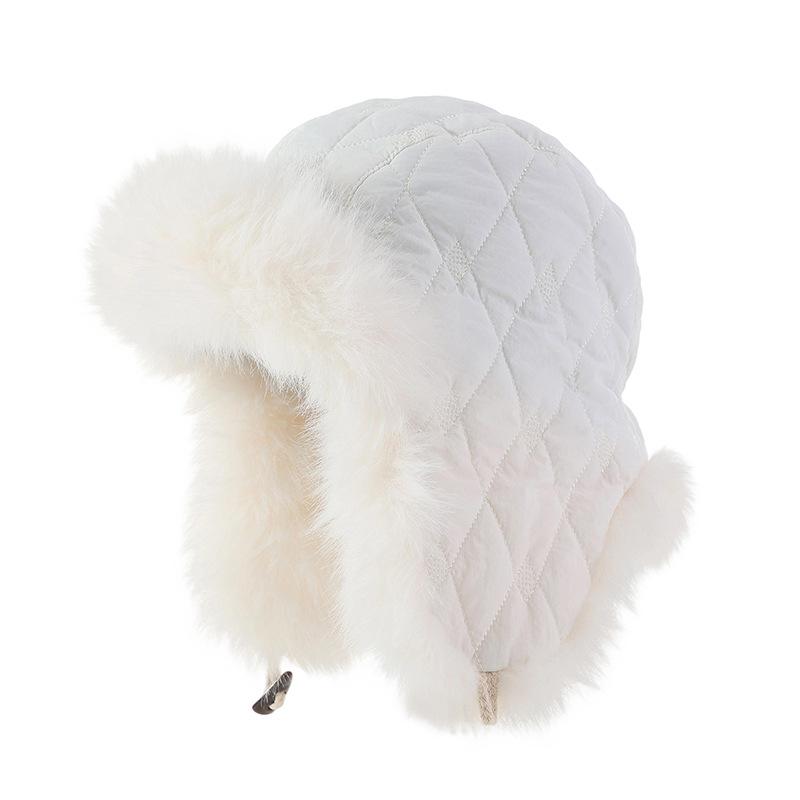 Winter hat female rabbit hair plush headgear plush thickened cold and windproof ear protection warm cap