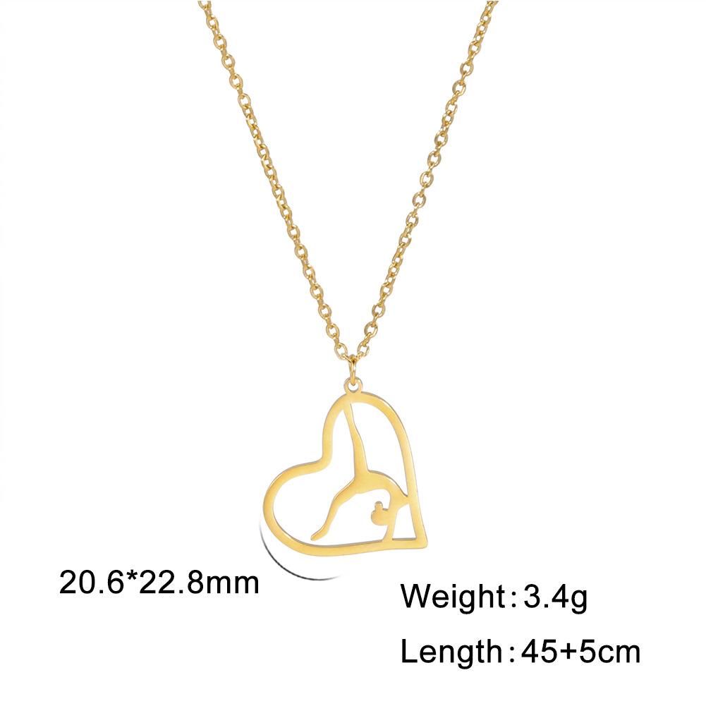Fashion Minimalist Heart Pendant Necklace Women Gymnastics Theme Jewelry
