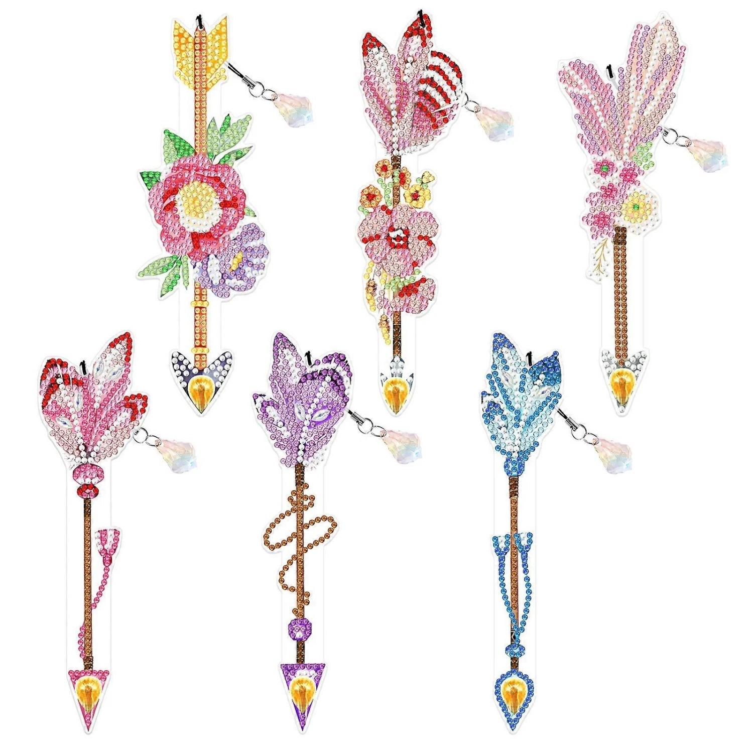 6pcs Diamond Painting Feather Bookmark, 5d Diamond Painting Bookmark, Diamond Painting Children s Bookmark 6-Pack разноцветный